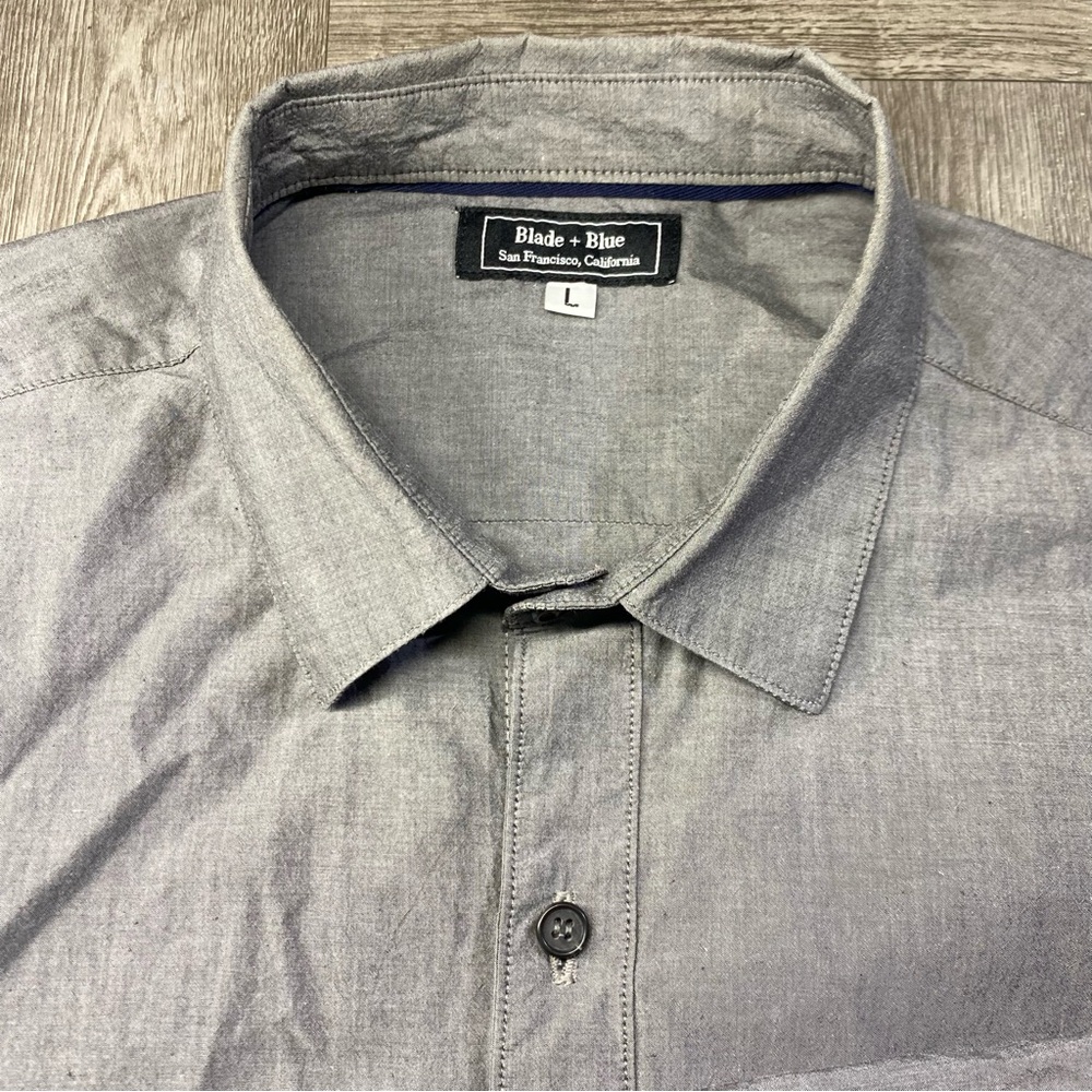 Blade + Blue Men's Shirt Button Down Long Sleeve Gray Large L - San Francisco Ca View 5